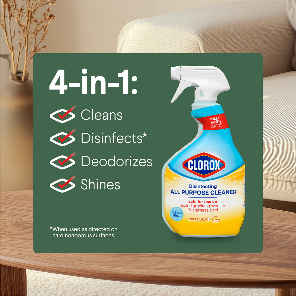 Clorox Disinfecting Bleach-Free All Purpose Cleaner, Crisp Lemon, 32 fl oz