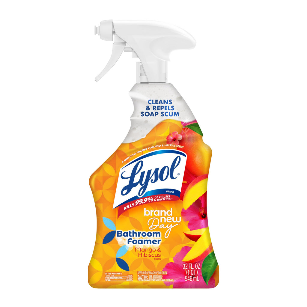 Lysol Brand New Day Bathroom Cleaning Foamer Aerosol, Mango & Hibiscus, 32 fl oz