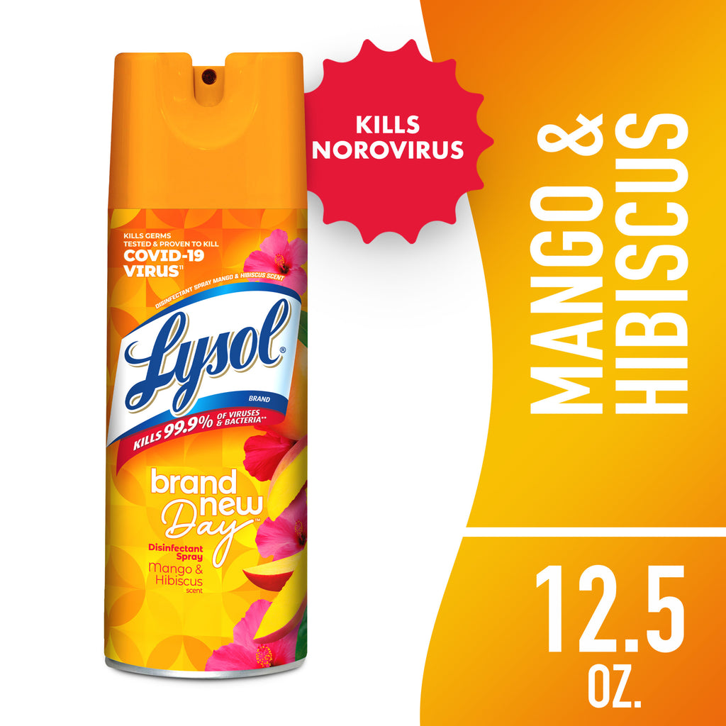 Lysol Disinfectant Sanitizing and Antibacterial Spray for Deodorizing, Mango & Hibiscus, 12.5 fl oz
