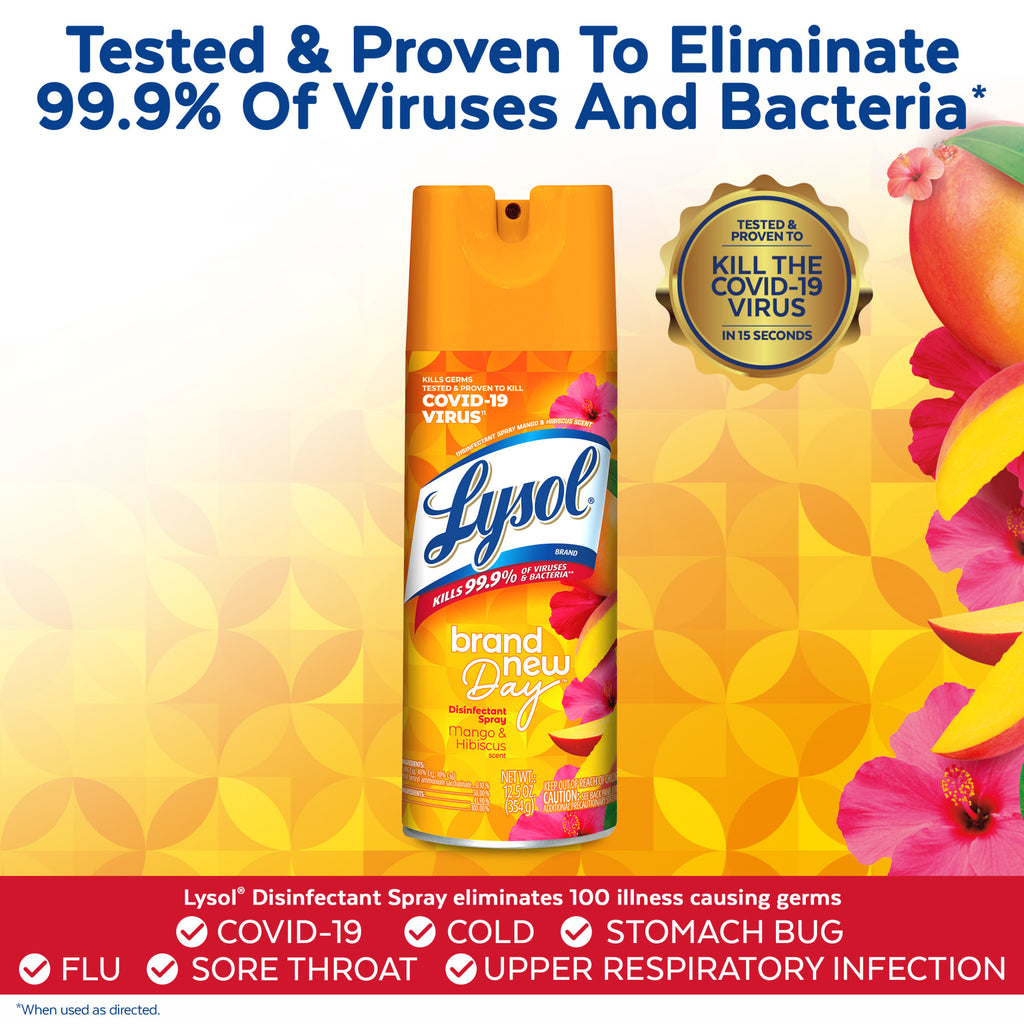 Lysol Disinfectant Sanitizing and Antibacterial Spray for Deodorizing, Mango & Hibiscus, 12.5 fl oz