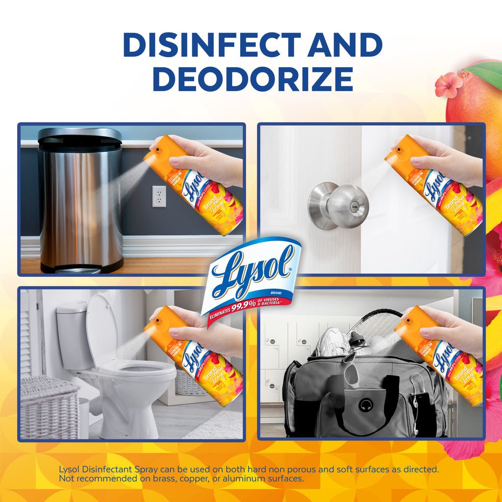 Lysol Disinfectant Sanitizing and Antibacterial Spray for Deodorizing, Mango & Hibiscus, 12.5 fl oz
