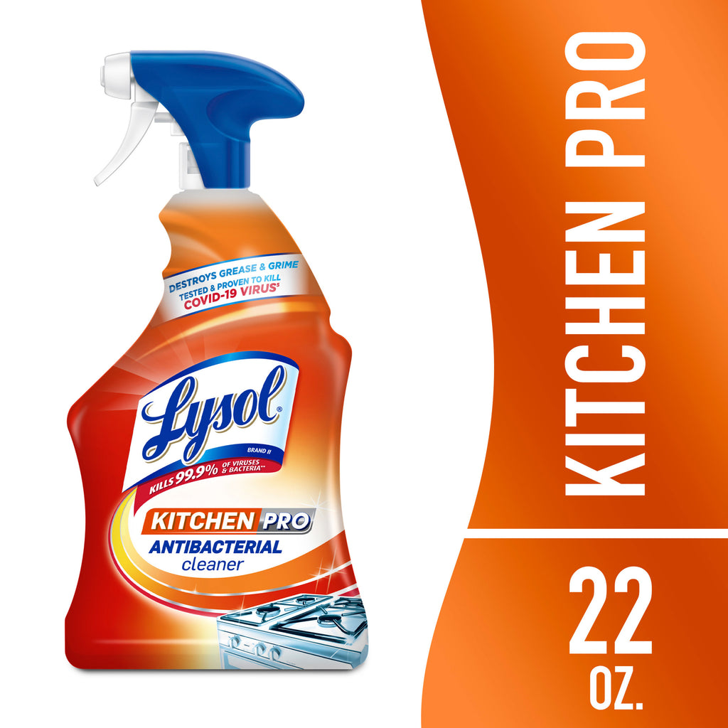 Lysol Kitchen Pro Antibacterial Cleaner Spray for Kitchens, Countertops, Ovens, and Appliances, Citrus Scent, 22 oz