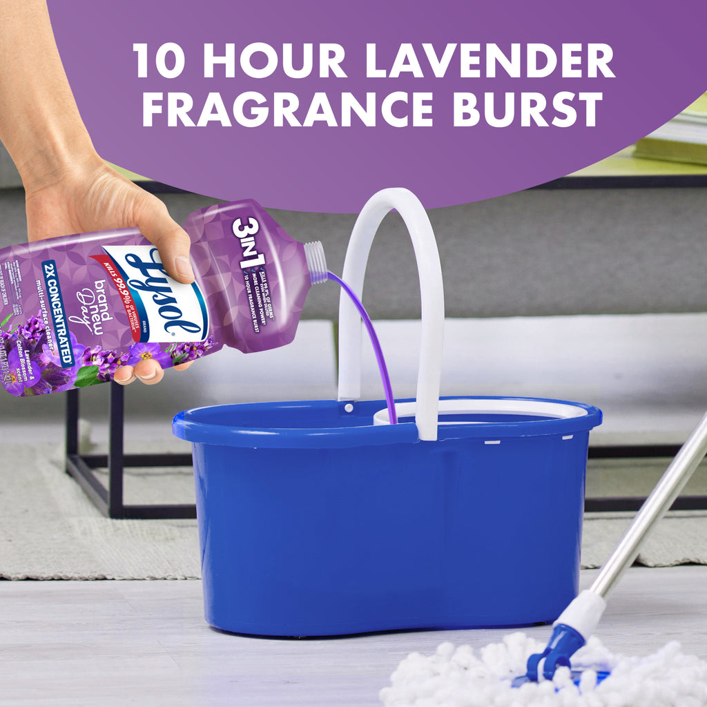 Lysol Multi-Surface Cleaner 2X Concentrated, Pourable Brand New Day Lavender & Cotton Blossom, 48 oz