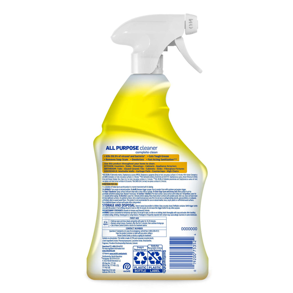 Lysol®, All-Purpose Cleaner, Sanitizing and Disinfecting Spray, Lemon Breeze Scent, 32 oz, Bottle