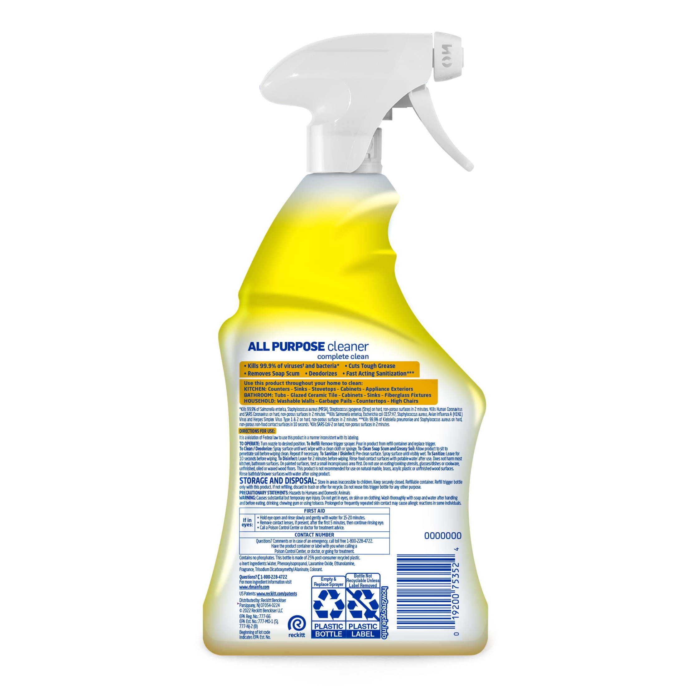 Lysol®, All-Purpose Cleaner, Sanitizing and Disinfecting Spray, Lemon Breeze Scent, 32 oz, Bottle