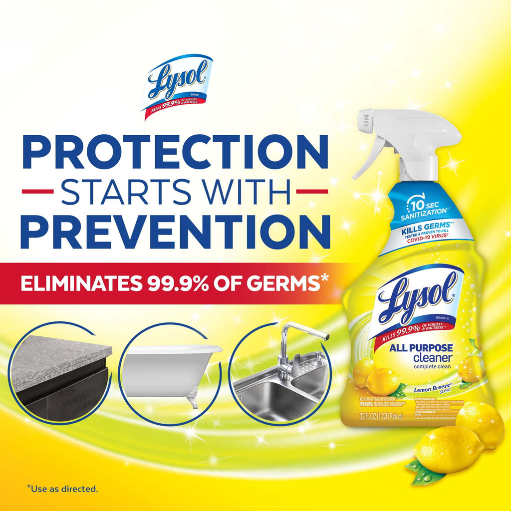 Lysol®, All-Purpose Cleaner, Sanitizing and Disinfecting Spray, Lemon Breeze Scent, 32 oz, Bottle