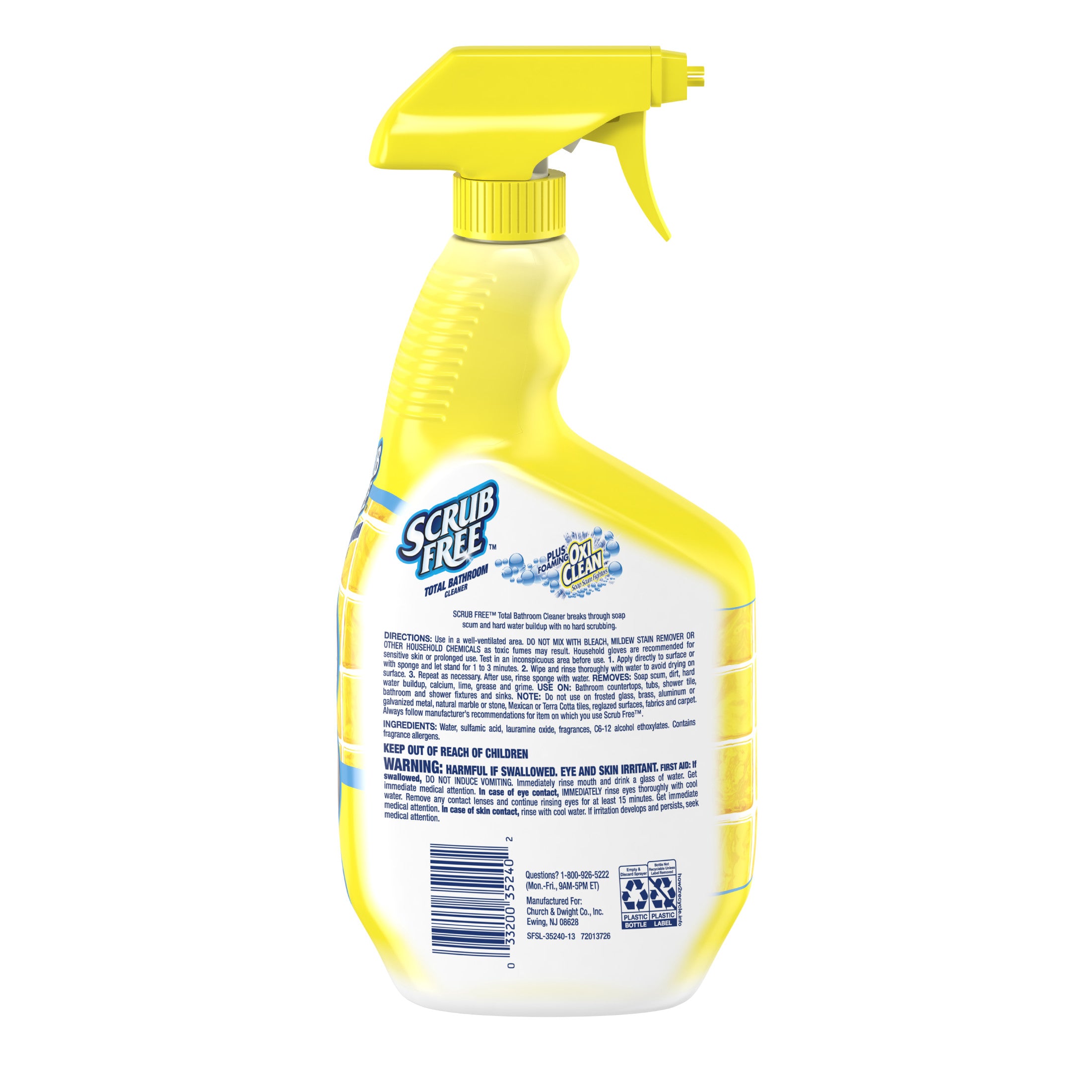 Scrub Free Total Bathroom Cleaner with OxiClean, Lemon Scent, 32 fl oz