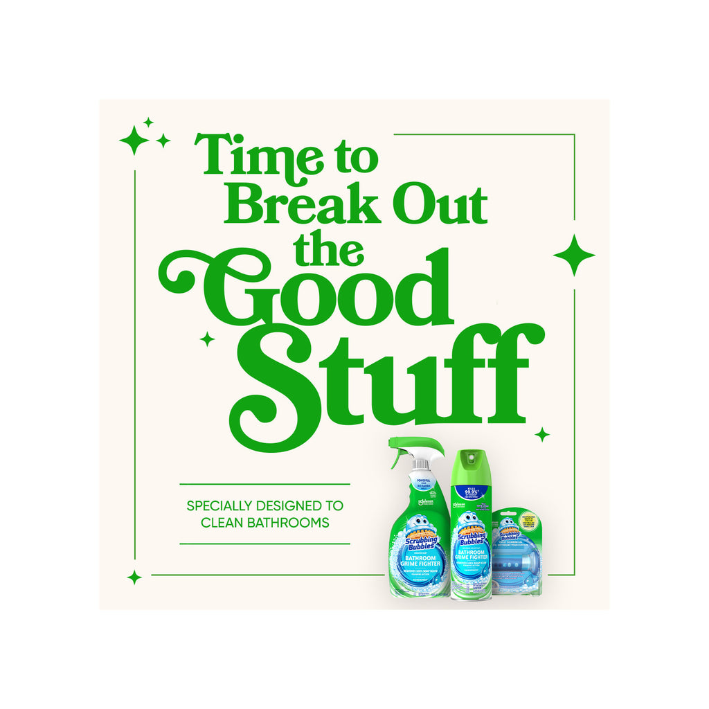 Scrubbing Bubbles Bathroom Grime Fighter Disinfectant Cleaner Aerosol, Rainshower, 20 oz, 1 Count