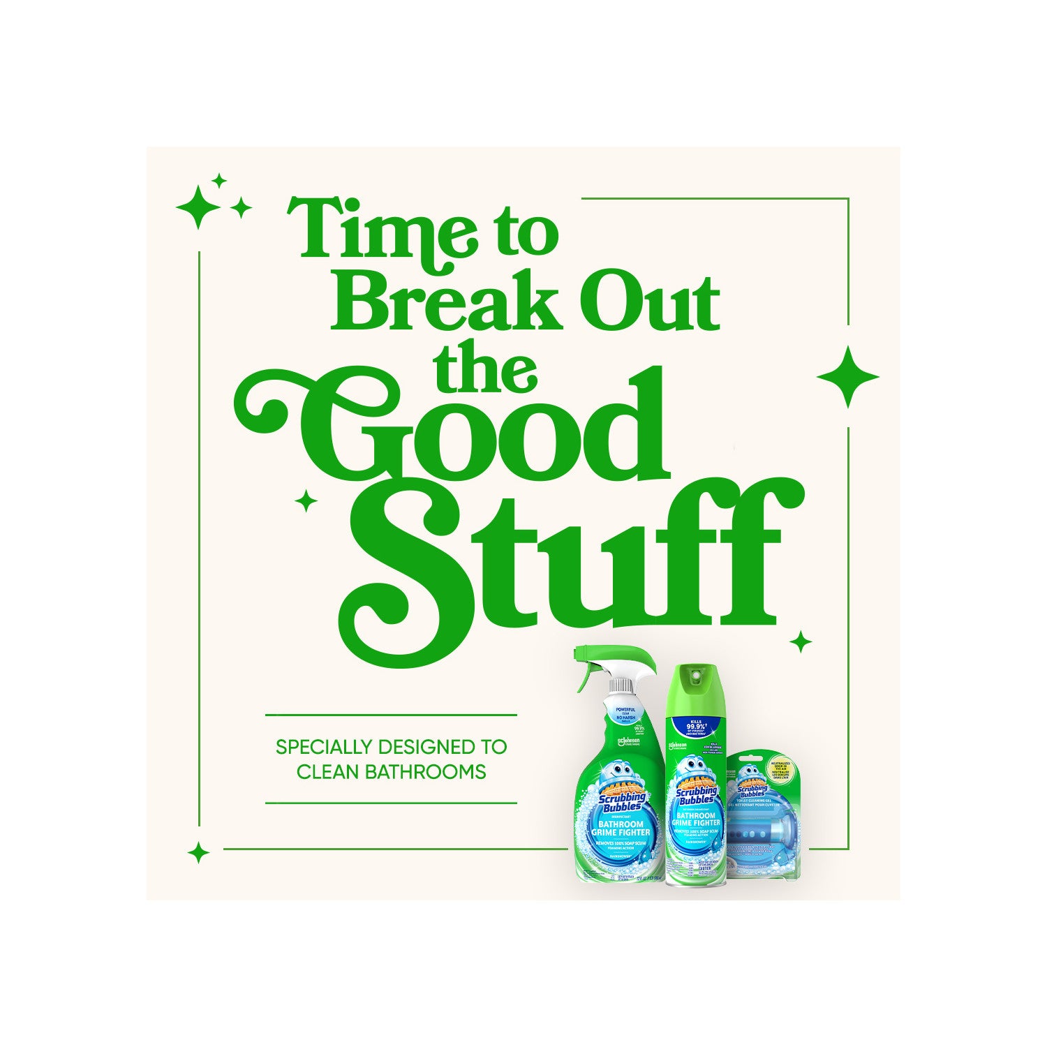 Scrubbing Bubbles Bathroom Grime Fighter Disinfectant Cleaner Aerosol, Rainshower, 20 oz, 1 Count