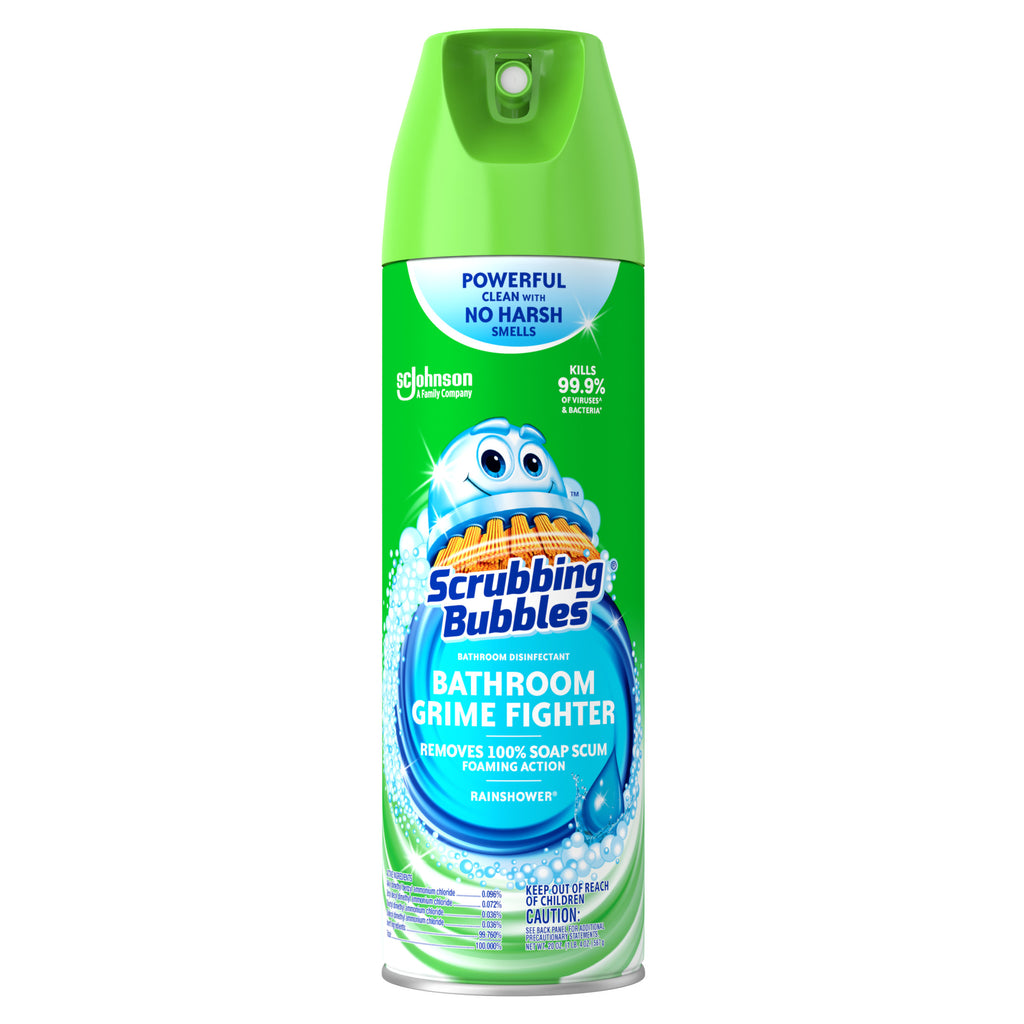 Scrubbing Bubbles Bathroom Grime Fighter Disinfectant Cleaner Aerosol, Rainshower, 20 oz, 1 Count