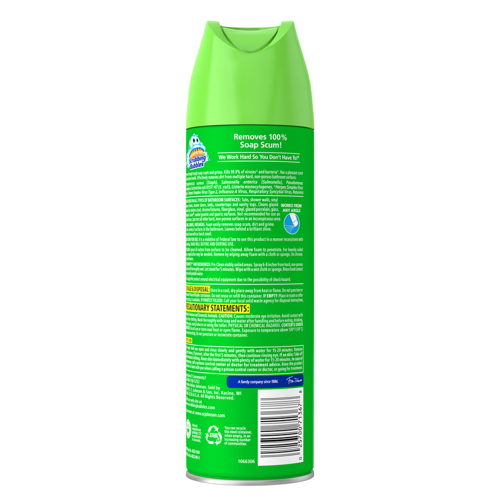 Scrubbing Bubbles Bathroom Grime Fighter Disinfectant Cleaner Aerosol, Rainshower, 20 oz, 1 Count
